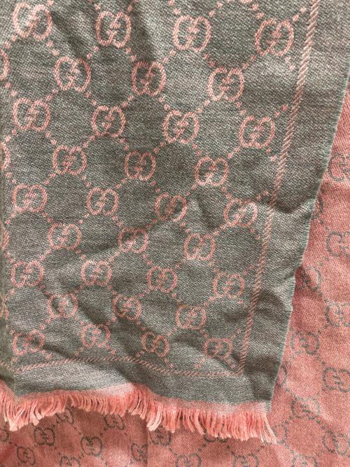 GUCCI（グッチ）GUCCI (グッチ) GGウールスカーフ グレー×ピンクの古着・服飾アイテム