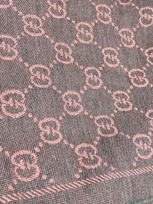 GUCCI（グッチ）GUCCI (グッチ) GGウールスカーフ グレー×ピンクの古着・服飾アイテム