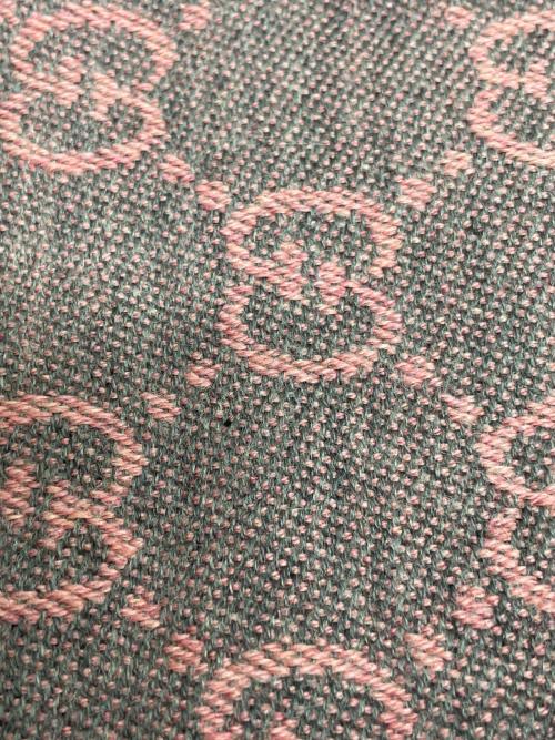 GUCCI（グッチ）GUCCI (グッチ) GGウールスカーフ グレー×ピンクの古着・服飾アイテム