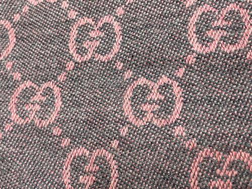 GUCCI（グッチ）GUCCI (グッチ) GGウールスカーフ グレー×ピンクの古着・服飾アイテム