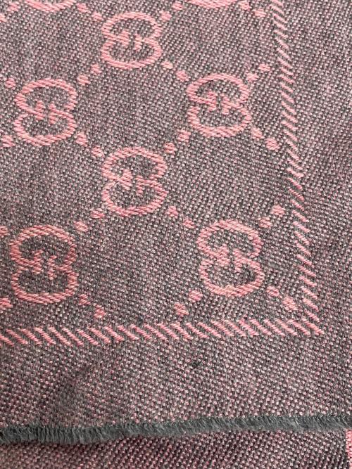 GUCCI（グッチ）GUCCI (グッチ) GGウールスカーフ グレー×ピンクの古着・服飾アイテム