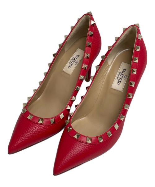 VALENTINO GARAVANI（ヴァレンティノ・ガラヴァーニ）VALENTINO GARAVANI (ヴァレンティノ・ガラヴァーニ) スタッズヒールパンプス レッド サイズ:SIZE 35 1/2の古着・服飾アイテム