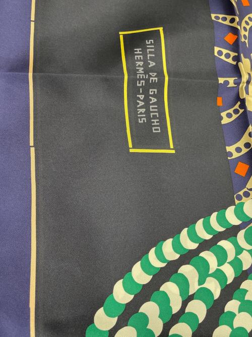 HERMES（エルメス）HERMES (エルメス) シルクスカーフ ネイビーの古着・服飾アイテム