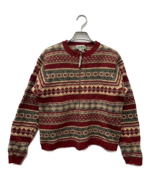 L.L.Bean（エルエルビーン）L.L.Bean (エルエルビーン) '90s　ニットカーディガン ブラウン×ベージュ サイズ:Ｍの古着・服飾アイテム