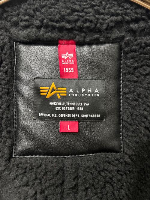 ALPHA（アルファ）ALPHA (アルファ) フェイクムートン フライトジャケット ダークブラウン サイズ:Ｌの古着・服飾アイテム