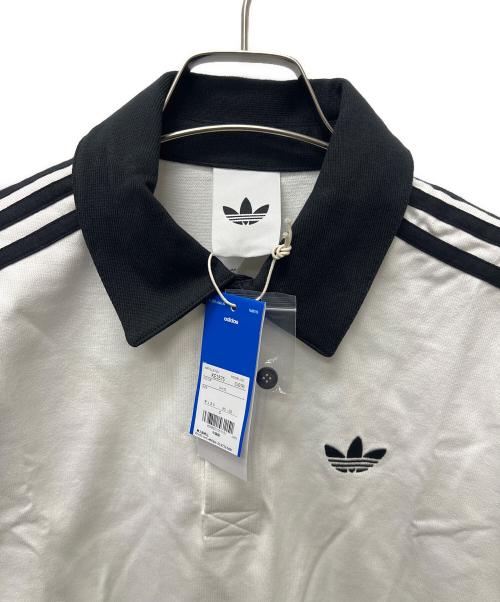 adidas（アディダス）adidas (アディダス) スリーストライプス ラグビー 長袖ポロシャツ ホワイト サイズ:Ｓの古着・服飾アイテム