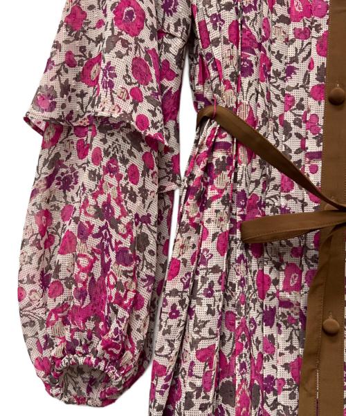 MUVEIL（ミュベール）MUVEIL (ミュベール) フラワープリントワンピース パープル サイズ:３８の古着・服飾アイテム