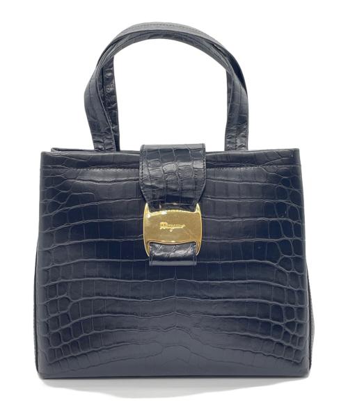 Salvatore Ferragamo（サルヴァトーレ フェラガモ）Salvatore Ferragamo (サルヴァトーレ フェラガモ) レザー2wayショルダーバッグ ブラックの古着・服飾アイテム
