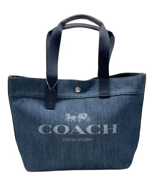 COACH（コーチ）COACH (コーチ) デニムトートバッグ インディゴ×ピンクの古着・服飾アイテム