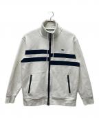 LACOSTEラコステ）の古着「アシンメトリーボーダーハイネックジャケット」｜ホワイト×ネイビー