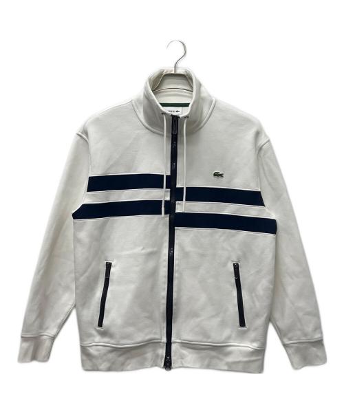 LACOSTE（ラコステ）LACOSTE (ラコステ) アシンメトリーボーダーハイネックジャケット ホワイト×ネイビー サイズ:Ｌの古着・服飾アイテム