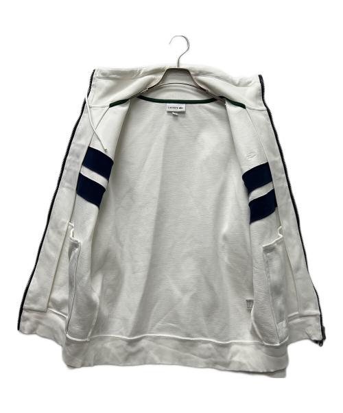 LACOSTE（ラコステ）LACOSTE (ラコステ) アシンメトリーボーダーハイネックジャケット ホワイト×ネイビー サイズ:Ｌの古着・服飾アイテム