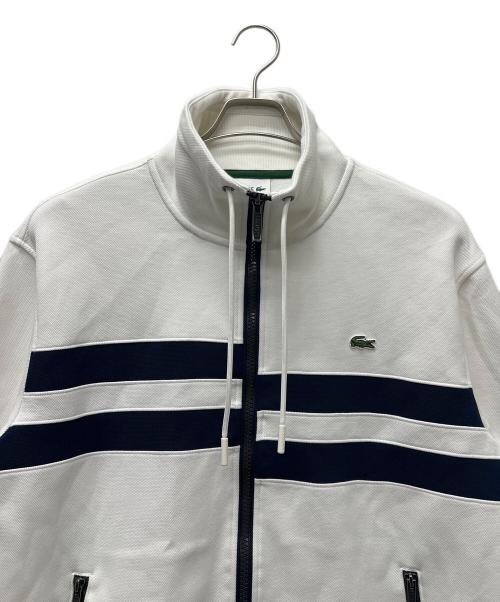 LACOSTE（ラコステ）LACOSTE (ラコステ) アシンメトリーボーダーハイネックジャケット ホワイト×ネイビー サイズ:Ｌの古着・服飾アイテム