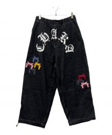 GALFY CRUTCH（GALFY CRUTCH）の古着「チャカパッチデニムパンツ」｜ブラック