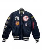 ALPHA×New Era×MLBアルファ×ニューエラ×エムエルビー）の古着「フライトジャケット」｜ネイビー