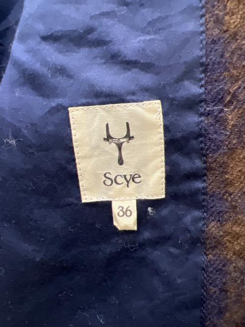 SCYE（サイ）SCYE (サイ) ウールチェックダブルコート ブラウン サイズ:３６の古着・服飾アイテム
