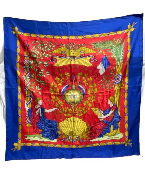 HERMES（エルメス）HERMES (エルメス) LIBERTE EGALITE FRATERNITE REPUBLIQUE FRANCAISE レッド×ブルーの古着・服飾アイテム