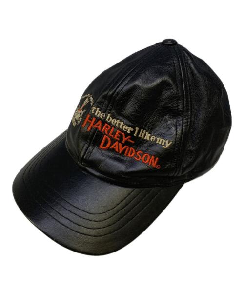 HARLEY-DAVIDSON（ハーレーダビッドソン）HARLEY-DAVIDSON (ハーレーダビッドソン) レザーキャップ　HARLEY-DAVIDSON（ハーレーダビッドソン） ブラックの古着・服飾アイテム