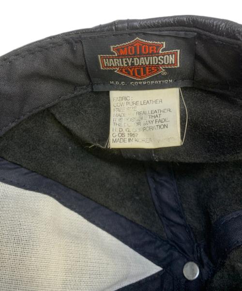 HARLEY-DAVIDSON（ハーレーダビッドソン）HARLEY-DAVIDSON (ハーレーダビッドソン) レザーキャップ　HARLEY-DAVIDSON（ハーレーダビッドソン） ブラックの古着・服飾アイテム