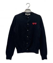 PLAY COMME des GARCONS（プレイコムデギャルソン）の古着「ダブルハートワッペンカーディガン」｜ブラック