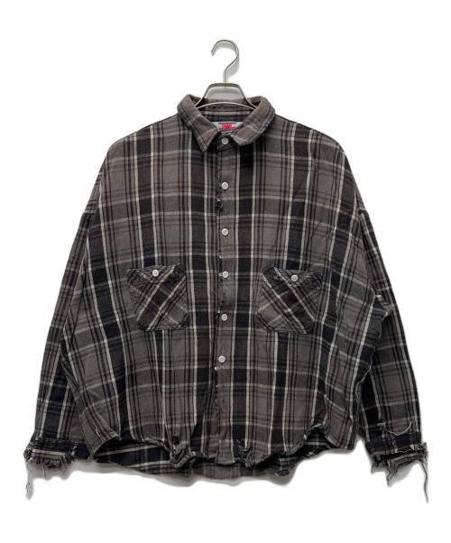 SAINT MICHAEL（セントマイケル）SAINT MICHAEL (セントマイケル) Flannel Shirt  グレー サイズ:Ｌの古着・服飾アイテム