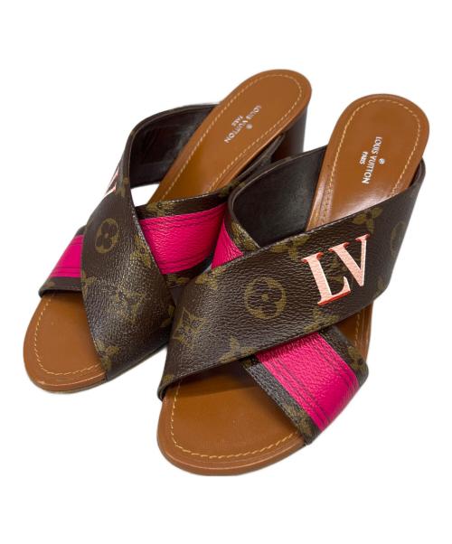 LOUIS VUITTON（ルイ ヴィトン）LOUIS VUITTON (ルイ ヴィトン) サンダル ベージュ×ピンク サイズ:38の古着・服飾アイテム