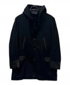 Yohji Yamamoto pour hommeヨウジヤマモト プールオム）の古着「レザー切替フーデッドジャケット」｜ブラック