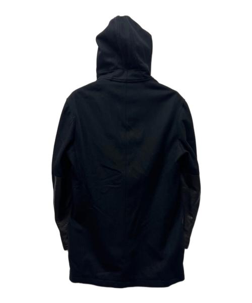 Yohji Yamamoto pour homme（ヨウジヤマモト プールオム）Yohji Yamamoto pour homme (ヨウジヤマモト プールオム) レザー切替フーデッドジャケット ブラック サイズ:２の古着・服飾アイテム