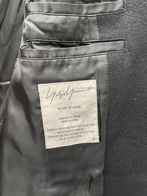 Yohji Yamamoto pour homme（ヨウジヤマモト プールオム）Yohji Yamamoto pour homme (ヨウジヤマモト プールオム) レザー切替フーデッドジャケット ブラック サイズ:２の古着・服飾アイテム
