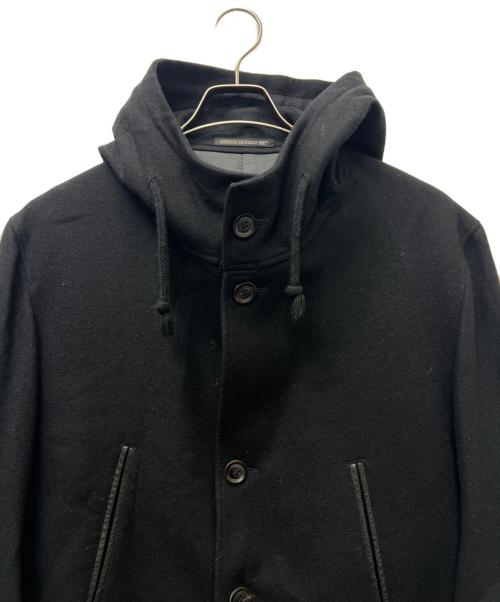 Yohji Yamamoto pour homme（ヨウジヤマモト プールオム）Yohji Yamamoto pour homme (ヨウジヤマモト プールオム) レザー切替フーデッドジャケット ブラック サイズ:２の古着・服飾アイテム