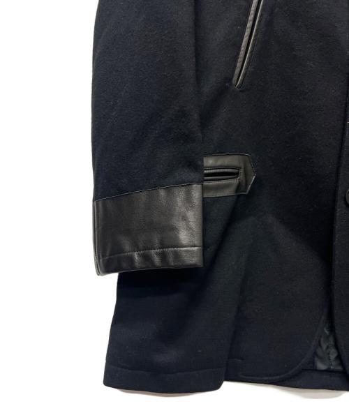 Yohji Yamamoto pour homme（ヨウジヤマモト プールオム）Yohji Yamamoto pour homme (ヨウジヤマモト プールオム) レザー切替フーデッドジャケット ブラック サイズ:２の古着・服飾アイテム