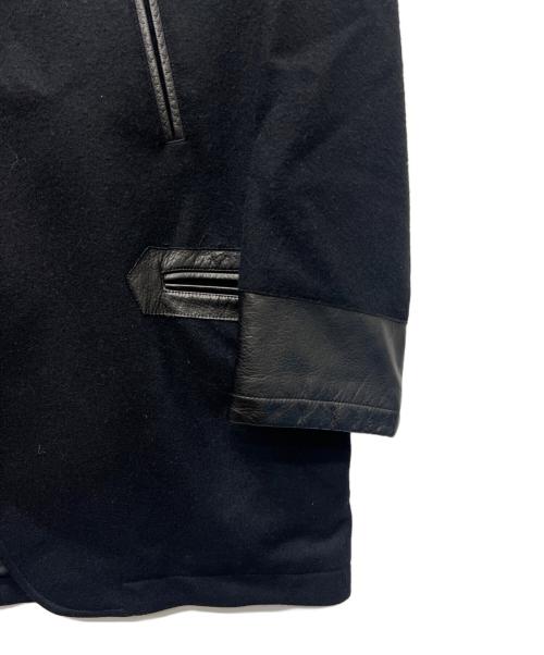 Yohji Yamamoto pour homme（ヨウジヤマモト プールオム）Yohji Yamamoto pour homme (ヨウジヤマモト プールオム) レザー切替フーデッドジャケット ブラック サイズ:２の古着・服飾アイテム