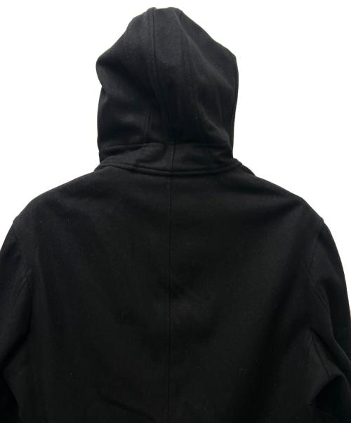 Yohji Yamamoto pour homme（ヨウジヤマモト プールオム）Yohji Yamamoto pour homme (ヨウジヤマモト プールオム) レザー切替フーデッドジャケット ブラック サイズ:２の古着・服飾アイテム