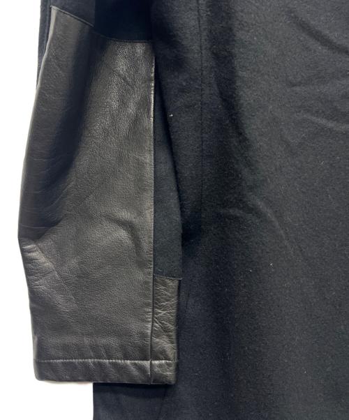 Yohji Yamamoto pour homme（ヨウジヤマモト プールオム）Yohji Yamamoto pour homme (ヨウジヤマモト プールオム) レザー切替フーデッドジャケット ブラック サイズ:２の古着・服飾アイテム
