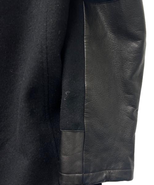 Yohji Yamamoto pour homme（ヨウジヤマモト プールオム）Yohji Yamamoto pour homme (ヨウジヤマモト プールオム) レザー切替フーデッドジャケット ブラック サイズ:２の古着・服飾アイテム