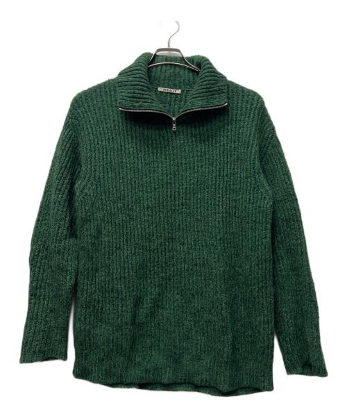 AURALEE（オーラリー）AURALEE (オーラリー) WOOL BABY ALPACA MIX RIB KNIT ZIP グリーン サイズ:４の古着・服飾アイテム