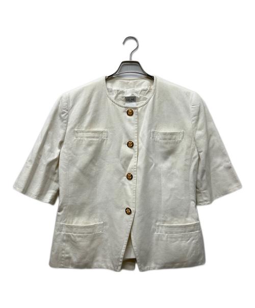 CELINE（セリーヌ）CELINE (セリーヌ) ノーカラージャケット ホワイト サイズ:４６の古着・服飾アイテム