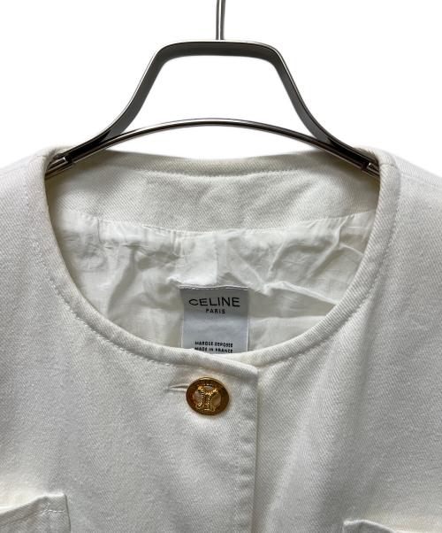 CELINE（セリーヌ）CELINE (セリーヌ) ノーカラージャケット ホワイト サイズ:４６の古着・服飾アイテム