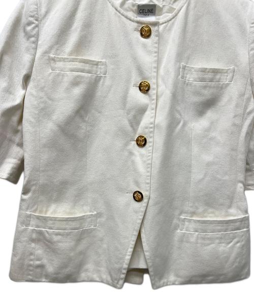 CELINE（セリーヌ）CELINE (セリーヌ) ノーカラージャケット ホワイト サイズ:４６の古着・服飾アイテム