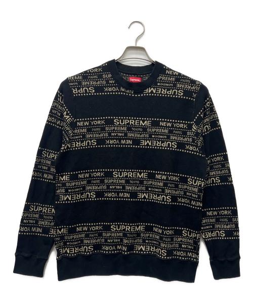SUPREME（シュプリーム）SUPREME (シュプリーム) クルーネックニット ブラック×ゴールド サイズ:ＸＬの古着・服飾アイテム