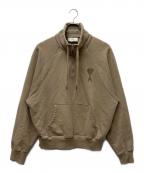 amiアミ）の古着「ハートロゴハーフジップスウェット」｜ベージュ