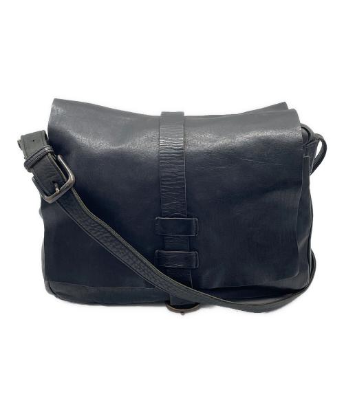 Yohji Yamamoto pour homme（ヨウジヤマモト プールオム）Yohji Yamamoto pour homme (ヨウジヤマモト プールオム) レザーショルダーバッグ ブラックの古着・服飾アイテム