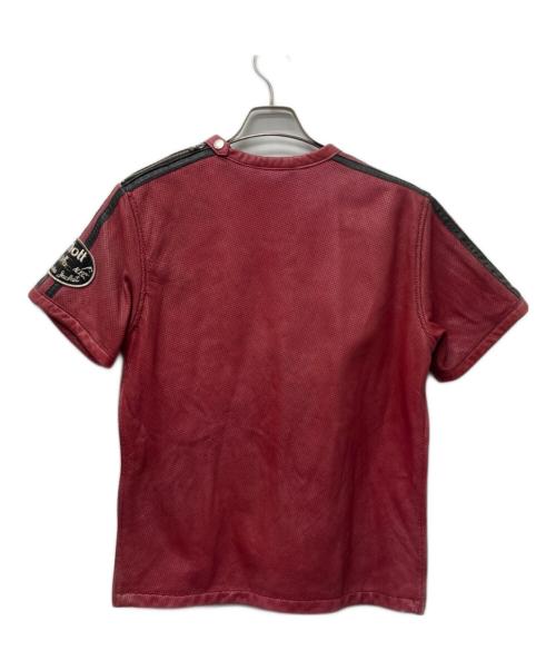 Schott（ショット）Schott (ショット) レザーカットソー レッド サイズ:Ｍの古着・服飾アイテム