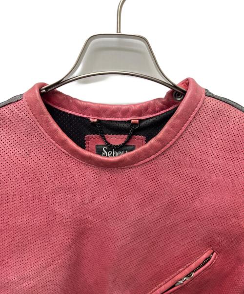 Schott（ショット）Schott (ショット) レザーカットソー レッド サイズ:Ｍの古着・服飾アイテム