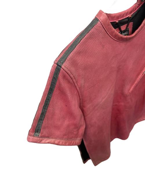 Schott（ショット）Schott (ショット) レザーカットソー レッド サイズ:Ｍの古着・服飾アイテム