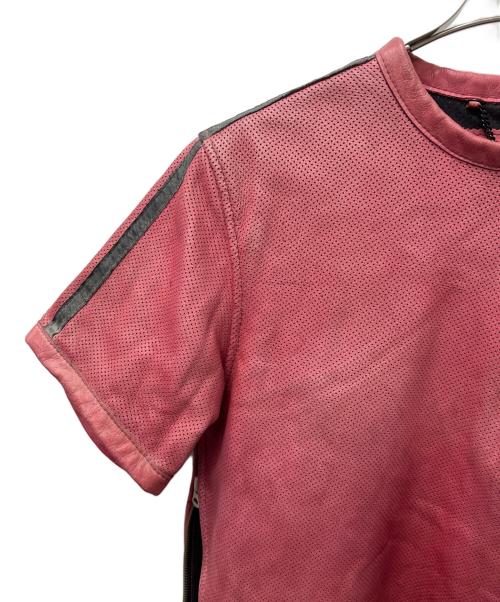 Schott（ショット）Schott (ショット) レザーカットソー レッド サイズ:Ｍの古着・服飾アイテム