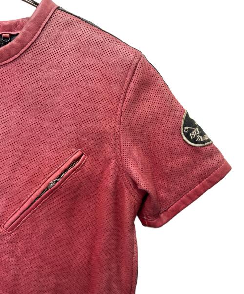 Schott（ショット）Schott (ショット) レザーカットソー レッド サイズ:Ｍの古着・服飾アイテム