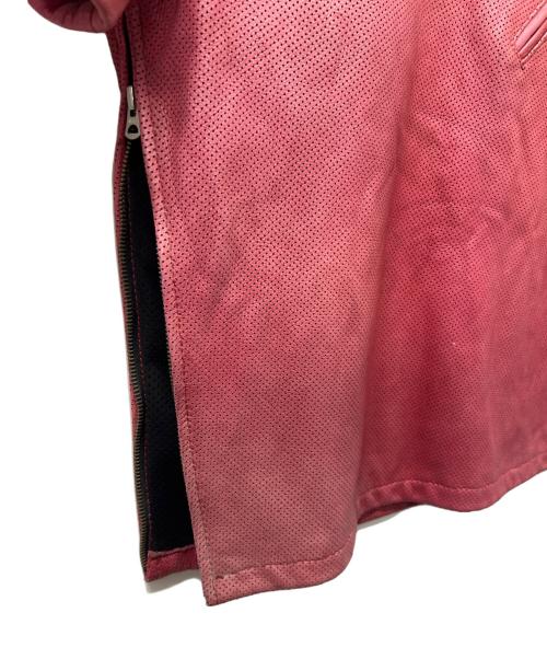 Schott（ショット）Schott (ショット) レザーカットソー レッド サイズ:Ｍの古着・服飾アイテム