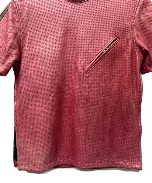 Schott（ショット）Schott (ショット) レザーカットソー レッド サイズ:Ｍの古着・服飾アイテム
