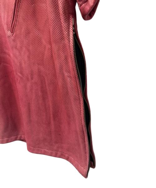 Schott（ショット）Schott (ショット) レザーカットソー レッド サイズ:Ｍの古着・服飾アイテム